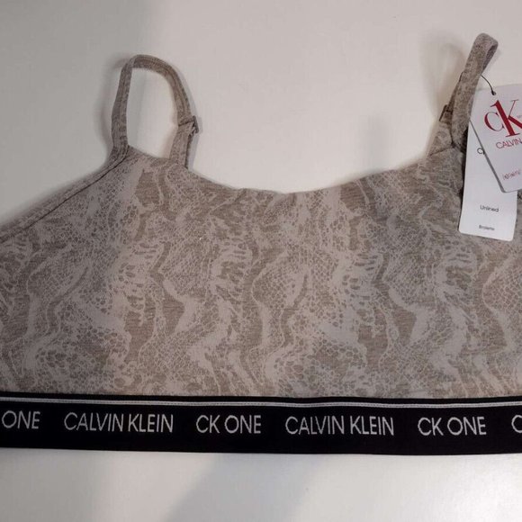 NEW with TAGS Calvin Klein CK One Bralette size XL SNAKESKIN cream QF5727 - Picture 5 of 6